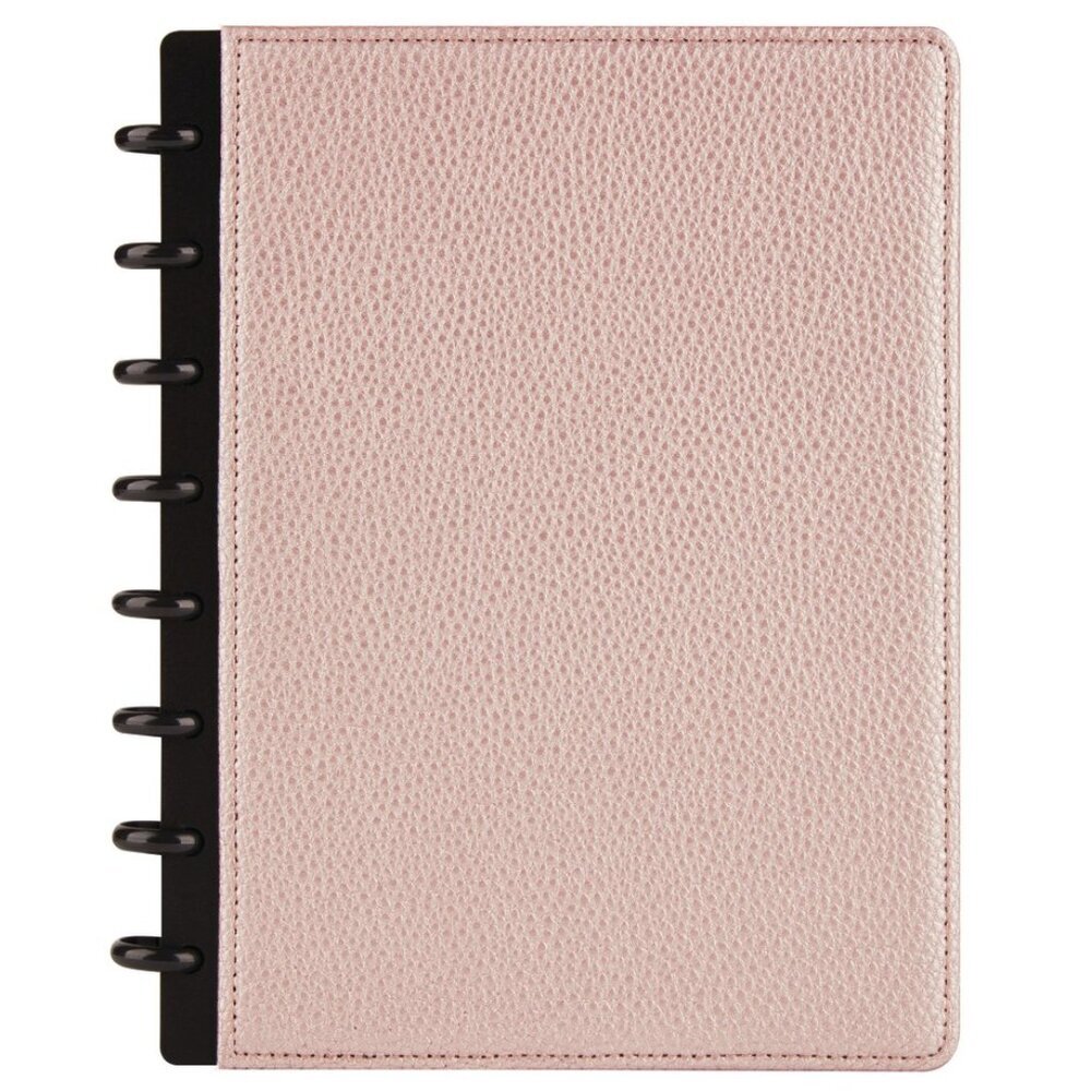 TUL Discbound Junior Size Notebook With Pebbled Leather Cover in Rose Gold NEW